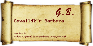 Gavallér Barbara névjegykártya