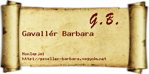 Gavallér Barbara névjegykártya